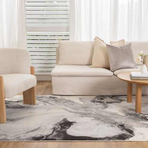 Sena 008 Beige Fluid Art Abstract Rug