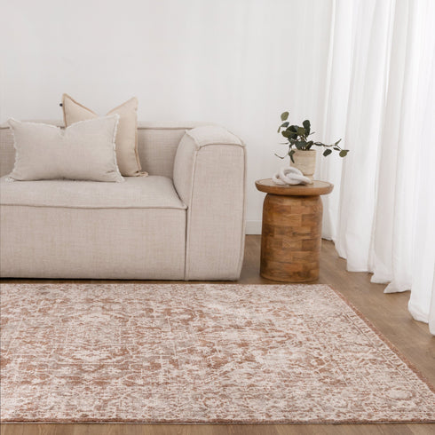 Solenne Beige & Rust Distressed Vintage Rug - S200 - Adore Rugs & Flooring