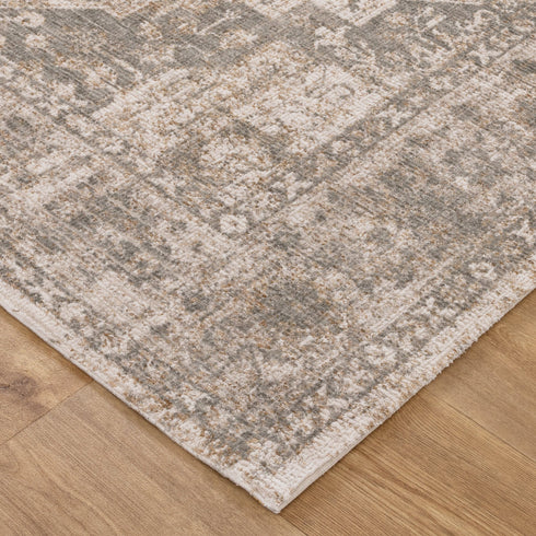 Solenne Cream & Olive Distressed Medallion Vintage Rug - S600 - Adore Rugs & Flooring