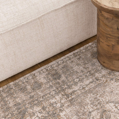 Solenne Cream & Olive Distressed Medallion Vintage Rug - S600 - Adore Rugs & Flooring
