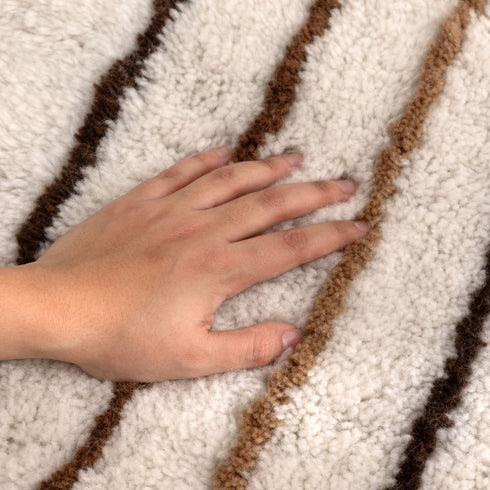 Highlands Beige Stripe Washable Wool Rug - Adore Rugs & Flooring