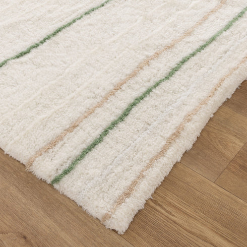 Highlands Olive Stripe Washable Wool Rug - Adore Rugs & Flooring