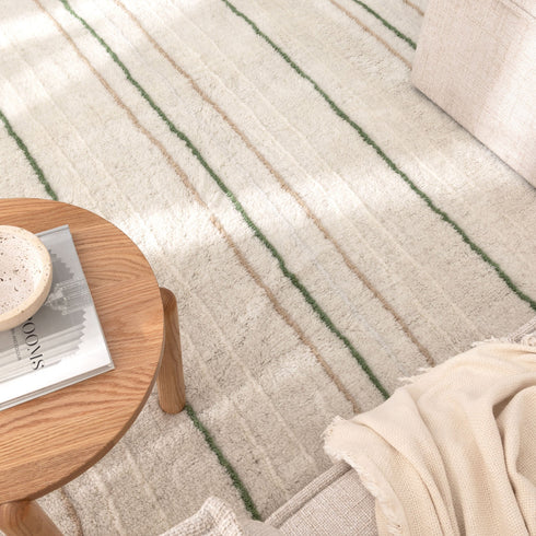 Highlands Olive Stripe Washable Wool Rug - Adore Rugs & Flooring