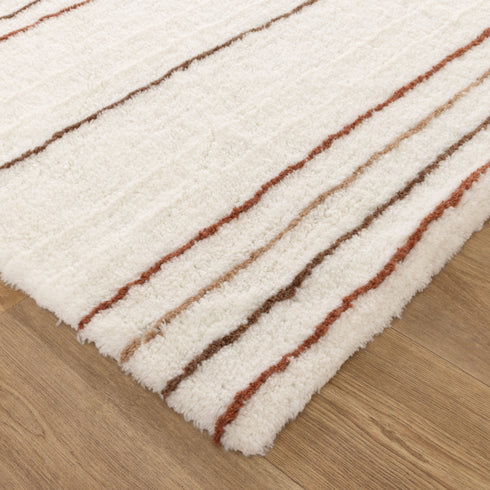 Highlands Terracotta Stripe Washable Wool Rug - Adore Rugs & Flooring