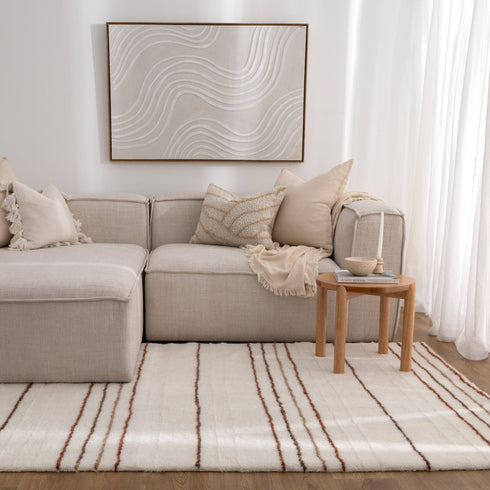 Highlands Terracotta Stripe Washable Wool Rug - Adore Rugs & Flooring