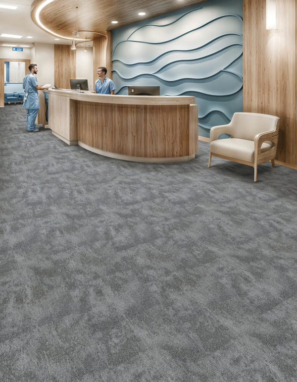 Light grey commercial carpet tiles