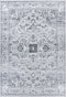 Soho 401 Silver Grey Machine Washable Rug with Floral Medallion, full view