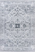 Soho 401 Silver Grey Machine Washable Rug with Floral Medallion, full view
