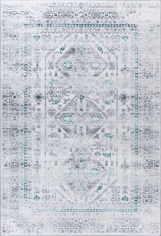 Soho 402 Silver Transitional Machine Washable Rug, full view