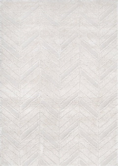 Atlanta Chevron Beige Shag Rug