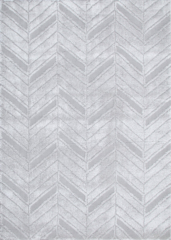 Atlanta Chevron Silver Shag Rug, full view