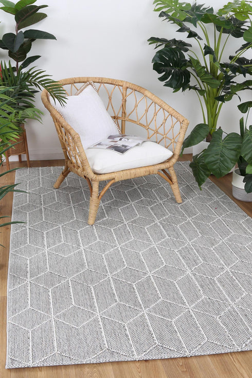 Vanuatu Totori Ash Geometric Flatweave Outdoor Rug - Adore Rugs & Flooring