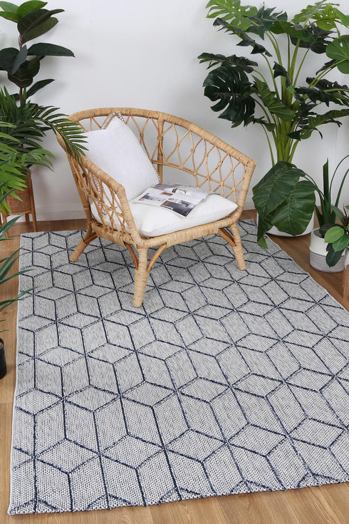 Vanuatu Greenslade Charcoal Geometric Flatweave Outdoor Rug - Adore Rugs & Flooring