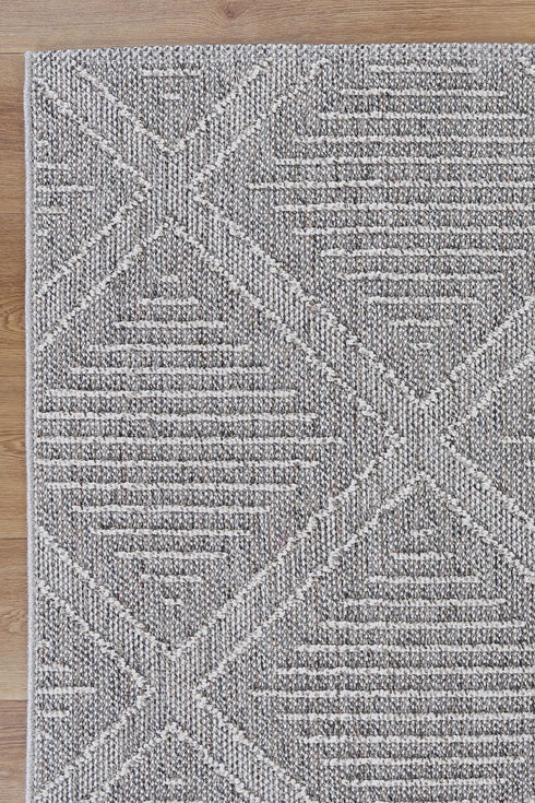 Vanuatu Vouza Grey Geometric Flatweave Outdoor Rug - Adore Rugs & Flooring