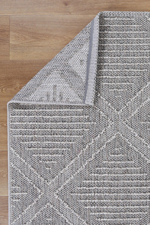 Vanuatu Vouza Grey Geometric Flatweave Outdoor Rug - Adore Rugs & Flooring