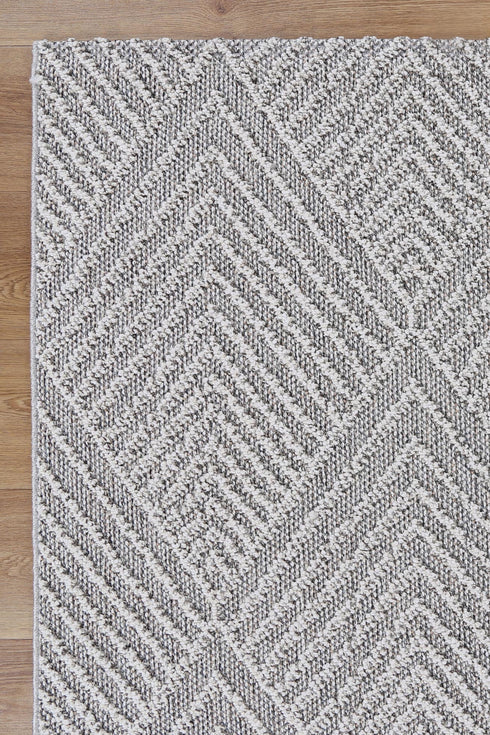Vanuatu Kini Grey Geometric Flatweave Outdoor Rug - Adore Rugs & Flooring