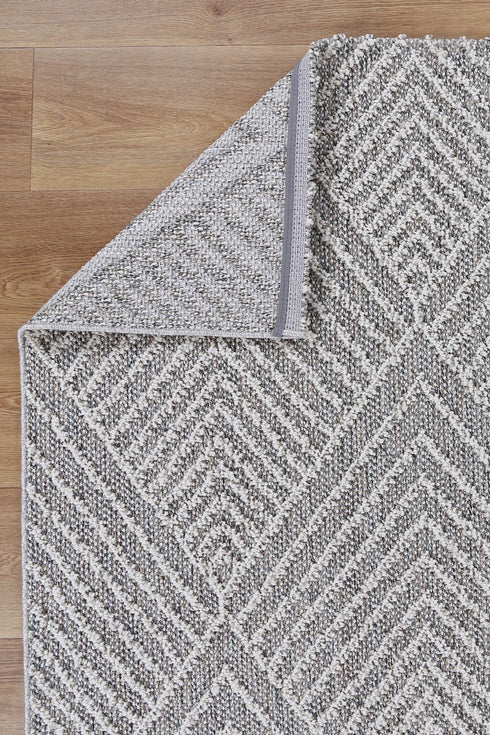 Vanuatu Menapi Ash Geometric Flatweave Outdoor Rug - Adore Rugs & Flooring