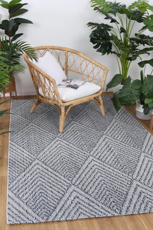 Vanuatu Naka Charcoal Geometric Flatweave Outdoor Rug - Adore Rugs & Flooring