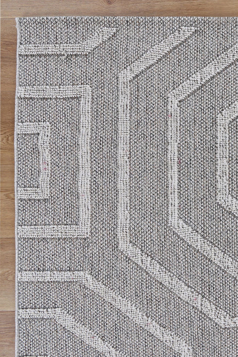Vanuatu Suri Ash Geometric Flatweave Outdoor Rug - Adore Rugs & Flooring
