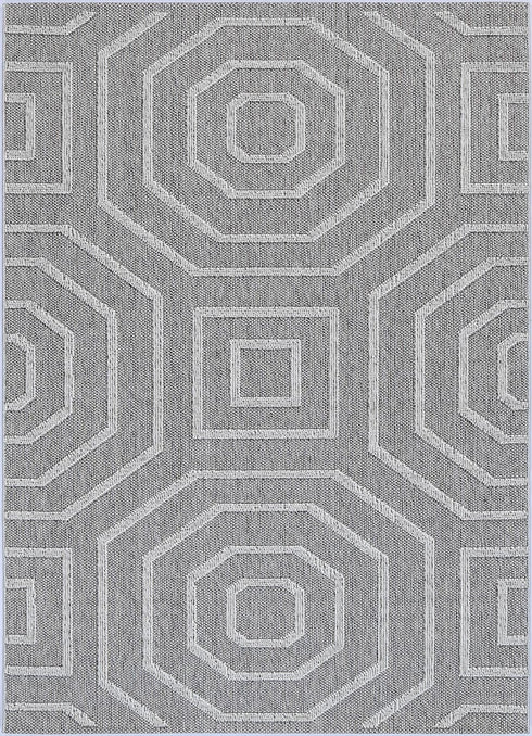 Vanuatu Devesi Grey Geometric Flatweave Outdoor Rug - Adore Rugs & Flooring