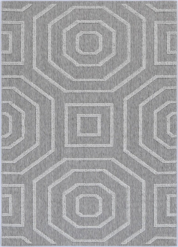 Vanuatu Devesi Grey Geometric Flatweave Outdoor Rug - Adore Rugs & Flooring