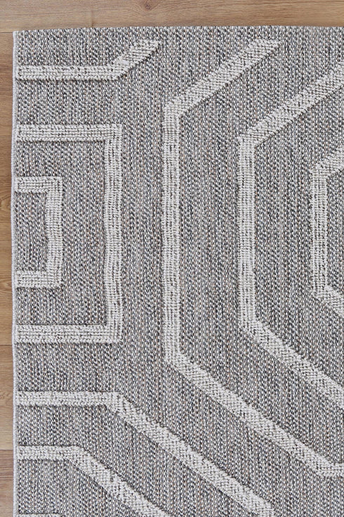 Vanuatu Devesi Grey Geometric Flatweave Outdoor Rug - Adore Rugs & Flooring