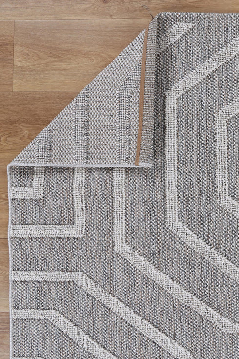 Vanuatu Devesi Grey Geometric Flatweave Outdoor Rug - Adore Rugs & Flooring