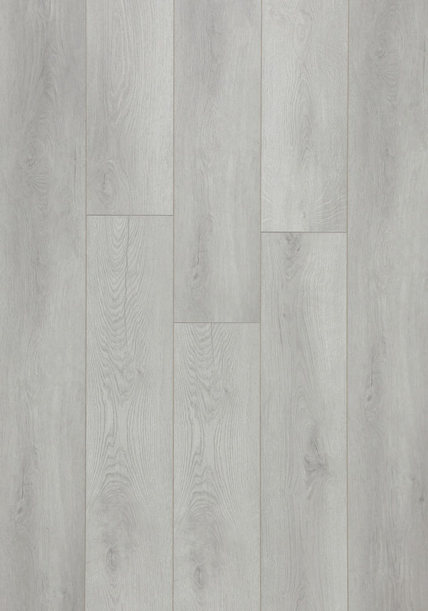 Swish Aqua Vincentia Oak swatch - pale sandy greyed coastal oak decor in 12.3mm laminate flooring