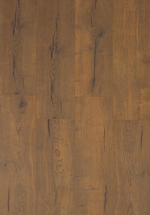 Swish Aqua Oak Georgia swatch - warm golden-brown oak decor with grain contrast in 12.3mm laminate flooring