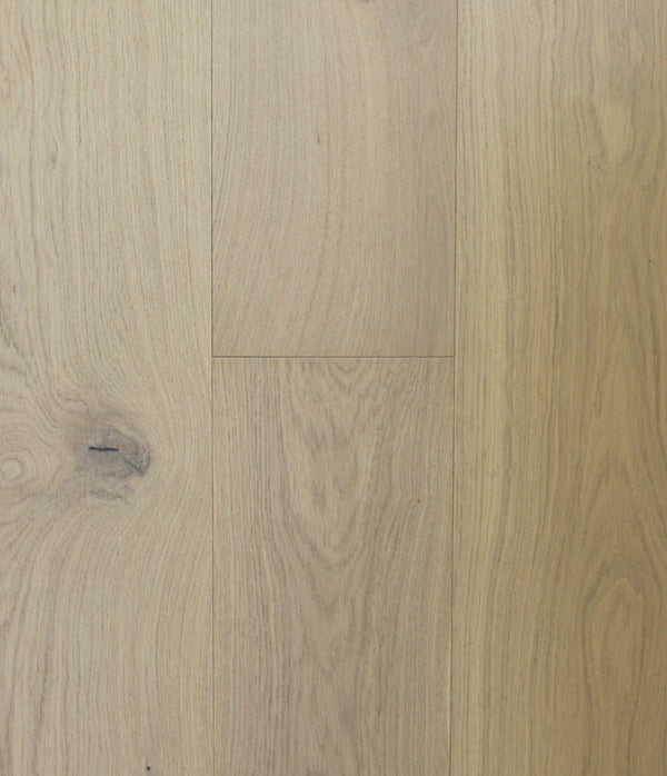 Swish Oak Natura Danish White engineered oak flooring swatch showing a pale creamy oatmeal blonde oak with visible knots