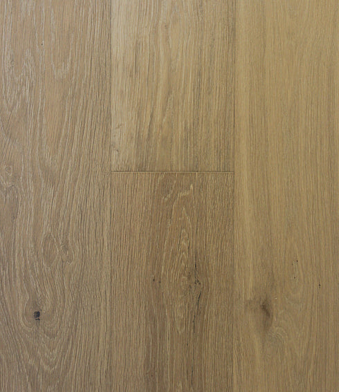 Swish Oak Natura French Ghost engineered oak flooring swatch showing a mid greyed mushroom-taupe with brown undertone and visible grain