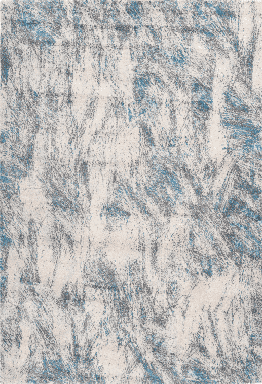 Sensation 501 Thick Modern Blue and Grey Abstract Rug, full view
