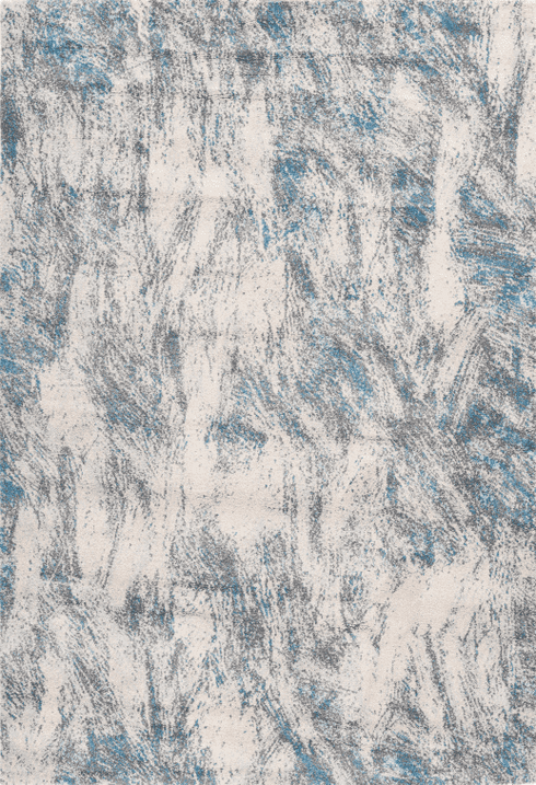 Sensation 501 Thick Modern Blue and Grey Abstract Rug, full view