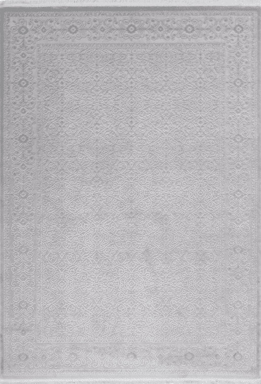 Pierre Cardin Vendome 701 Luxury Silver Rug with Floral Design, full view