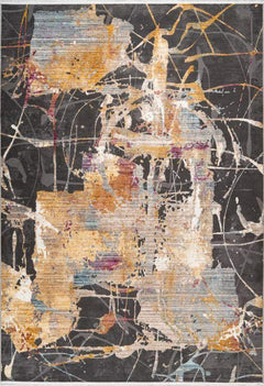 Artist 503 Multi Coloured Rug with Dark Grey