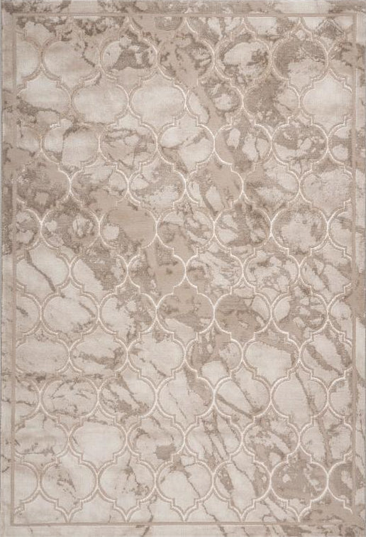 Marmaris 401 Beige Trellis Rug with Moroccan Design, full view