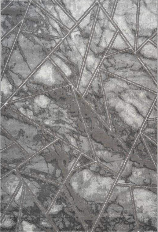 Marmaris 402 Silver Grey Rug with Geometric Pattern, full view