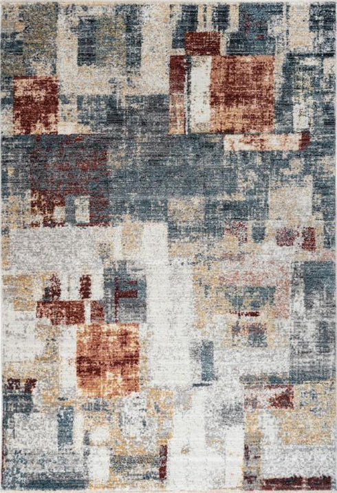 Medellin 407 Multi Coloured Rug With Patch Design, full view