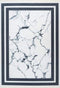 Peri 203 Silver White Machine Washable Marble Rug With Border 1, full view