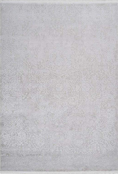 Pierre Cardin Vendome 702 Luxury Acrylic Silver Rug with Centre Medallion, full view