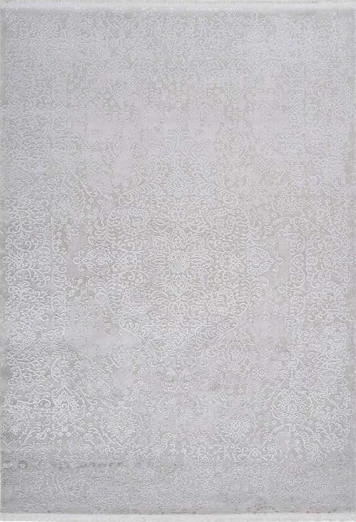 Pierre Cardin Vendome 702 Luxury Acrylic Silver Rug with Centre Medallion, full view