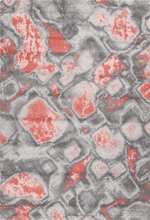 Sensation 505 Thick Modern Red Rug with Abstract Geometric Design, full view