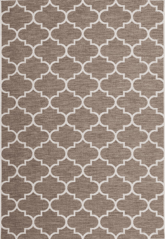 Sunset 604 Outdoor and Kitchen Beige Rug with Moroccan Design, full view