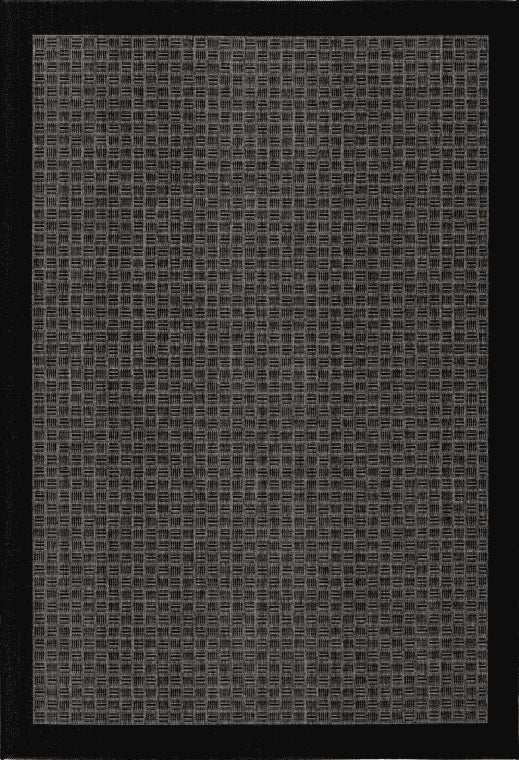 Sunset 608 Outdoor and Kitchen Silver Rug with Sisal Black Border Design, full view