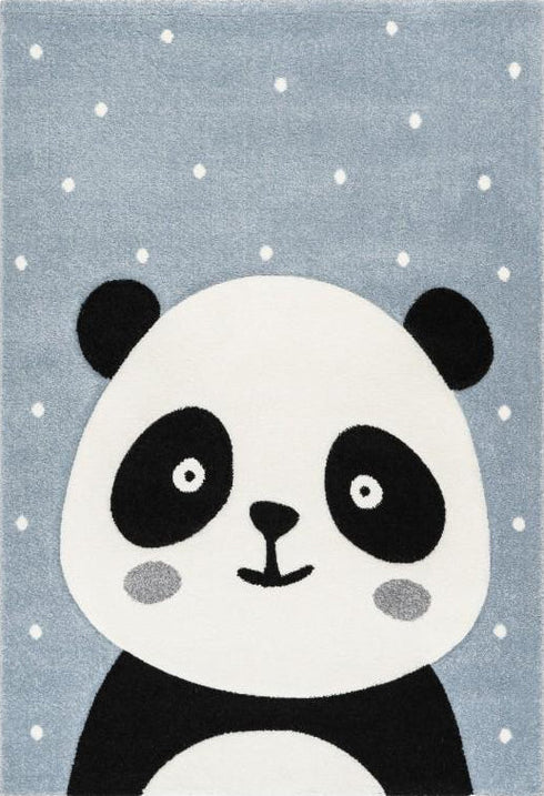 Amigo 322 Blue Kids Rug with Panda Print, full view