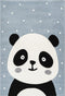 Amigo 322 Blue Kids Rug with Panda Print, full view