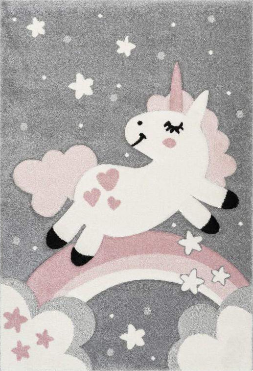 Amigo 327 Pink Unicorn Kids Rug, full view
