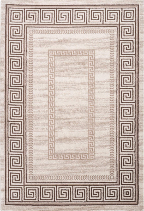 Aura 786 Beige Modern Rug with Rectangular Design Border, full view