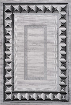 Aura 786 Silver Modern Rug with Rectangular Design Border