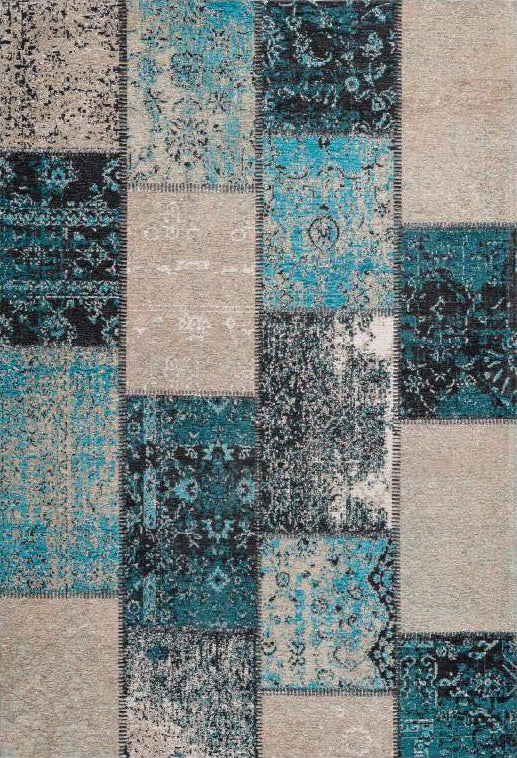 Cocoon 990 Blue Checkered Modern Rug, full view